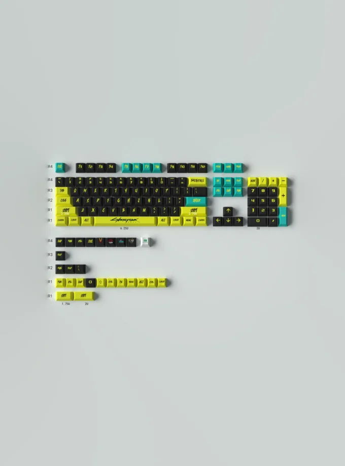 Keycap OEM Cyberpunk 2077 PBT dye-sub 130 nút màu vàng