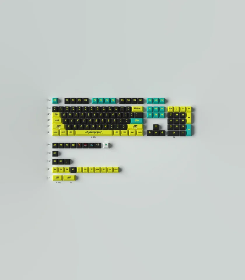 Keycap OEM Cyberpunk 2077 PBT dye-sub 130 nút màu vàng